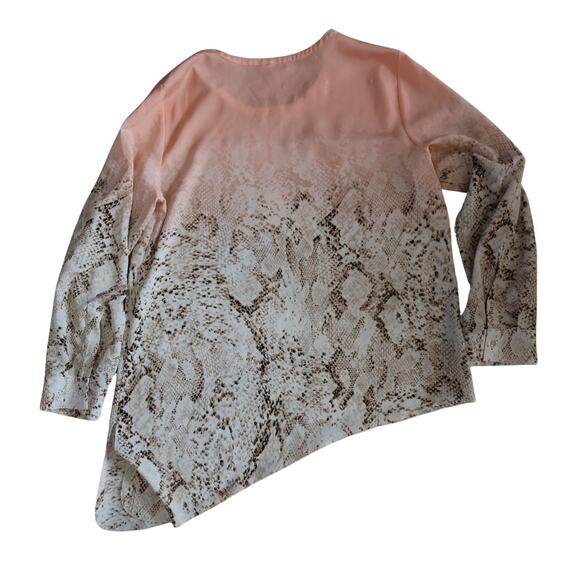 Calvin Klein Peach & Snakeskin Print Bias Blouse Lagenlook Soft Girl Sz XL - Picture 2 of 9